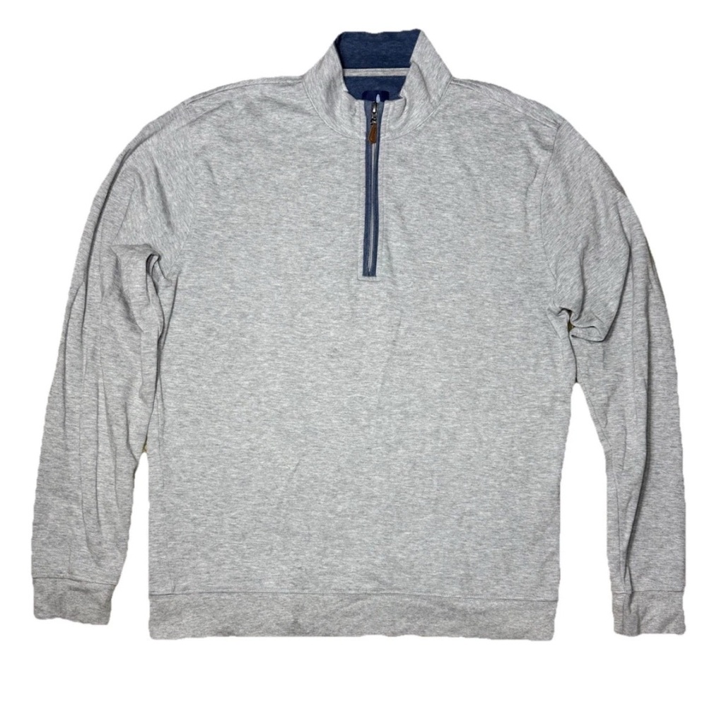 Johnnie-O Sweater Mens Small Blue 1/4 Zip Long Sleeve Mock Neck Logo Casual